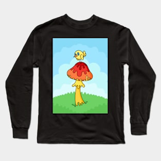 Tiny Bird On a Magical Mushroom Long Sleeve T-Shirt